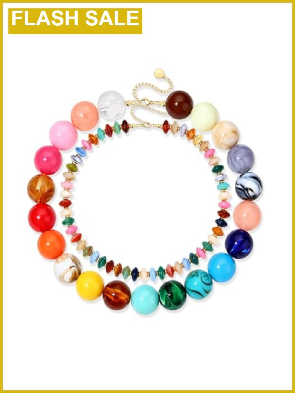 WAINIS Acrylic Beaded Choker Necklaces Set with Extension Chain